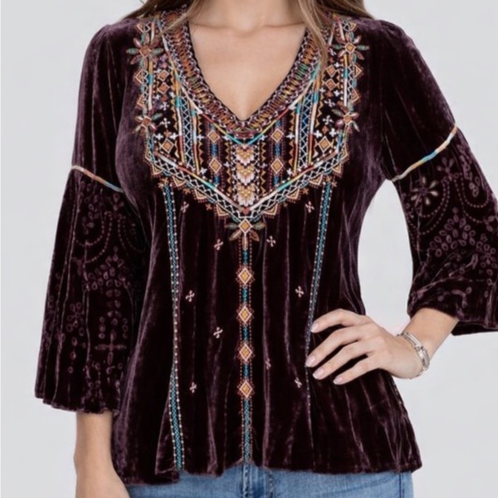 Johnny Was Chiri swing velvet top NWT RARE COLOR